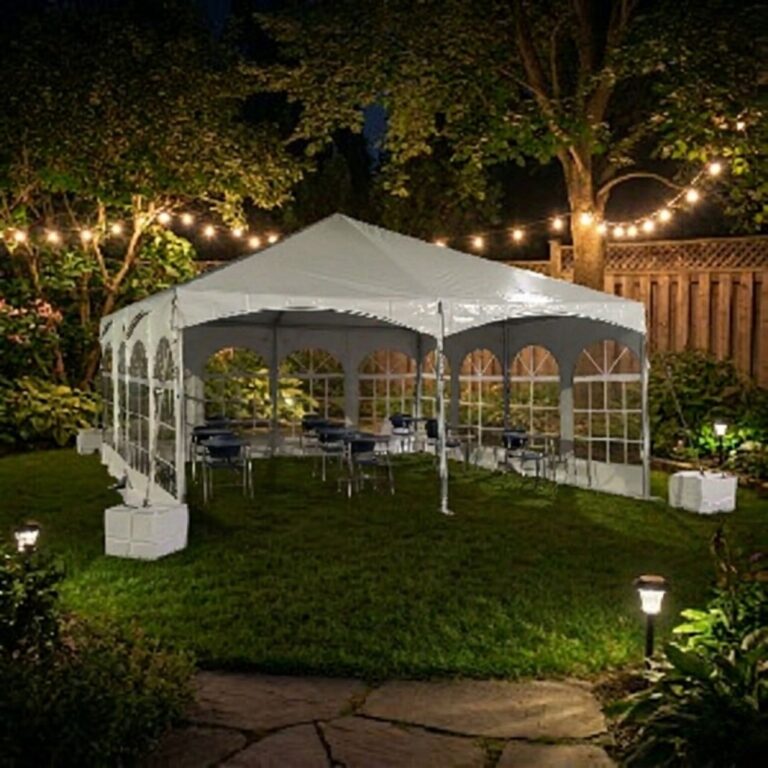 20x20 Keder frame tent rental Highland Park IL backyard birthday party along Central Avenue corridor 60035