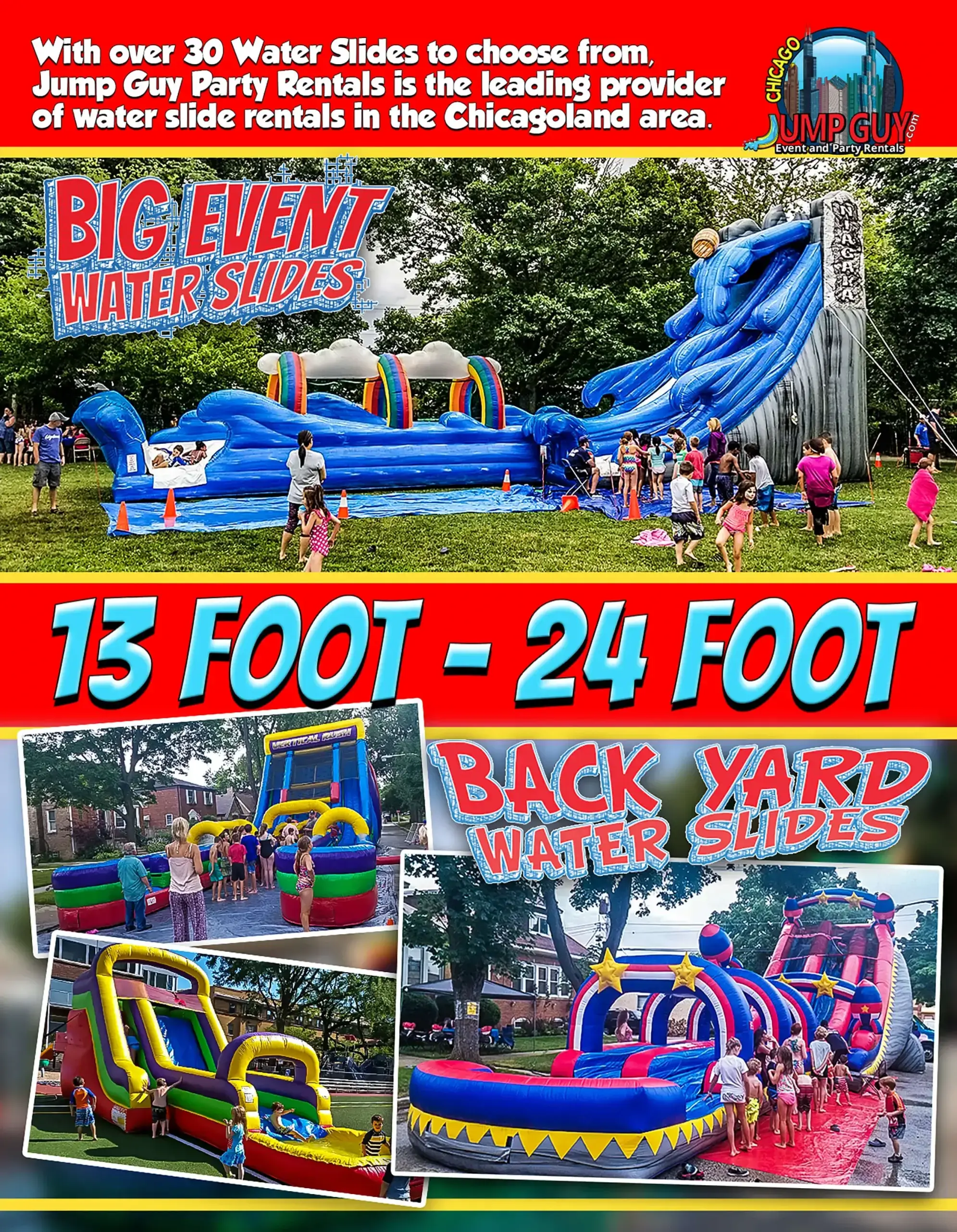 Big event backyard water slide rentals Highland Park IL HPHS graduation reception summer celebration 60035