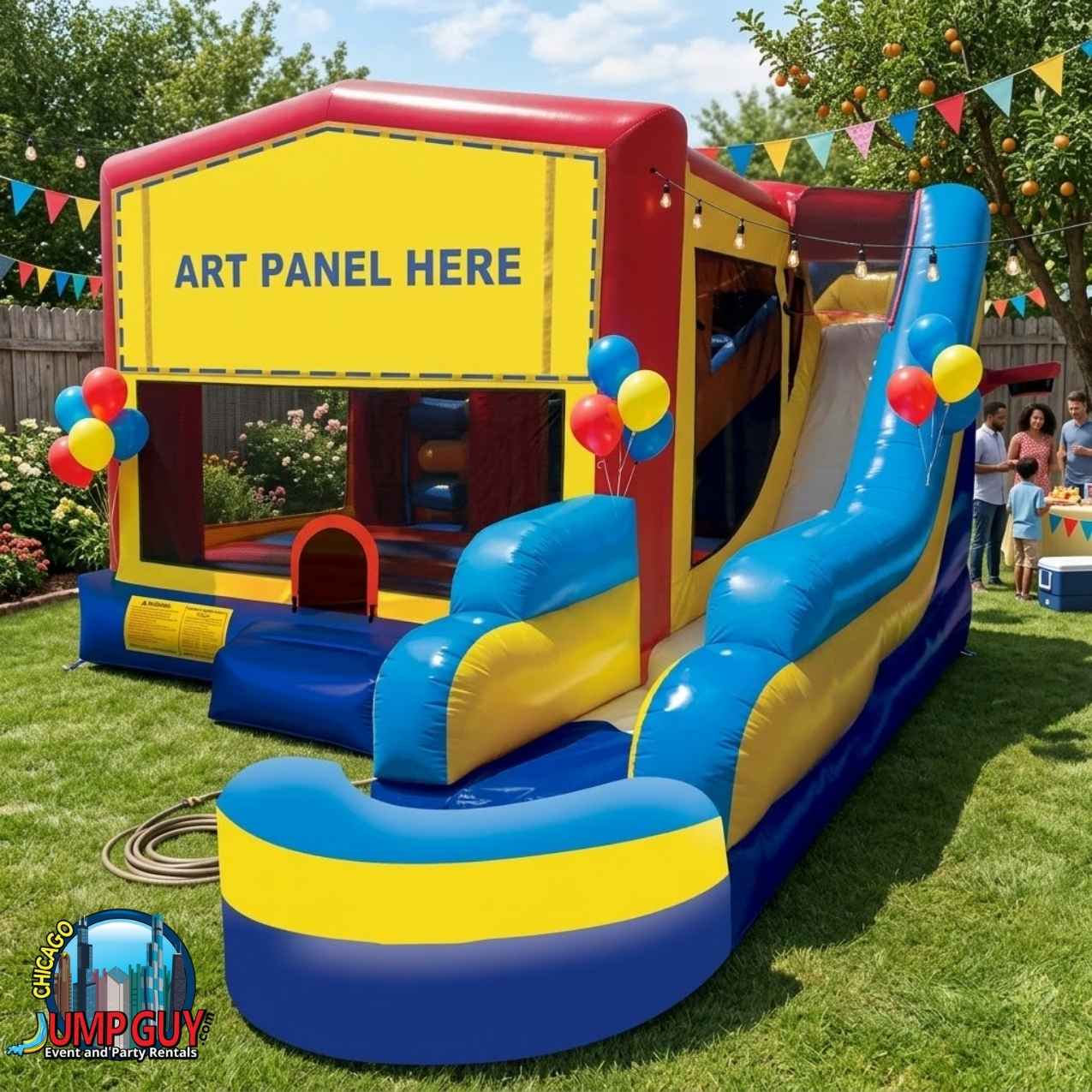 Bounce water slide 7n1 combo wet rental Highland Park IL kids birthday party near Ravinia neighborhood 60035