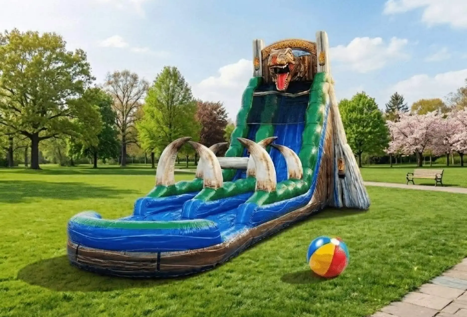 Dual lane racing water slide rental Highland Park IL Park District youth event 60035